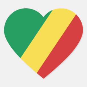 Kongo-Brazzaville Flaggen-Herz-Aufkleber Herz-Aufkleber