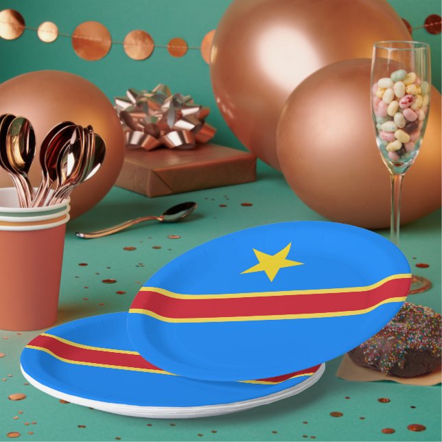 Kongo-Flagge Pappteller (Multi)
