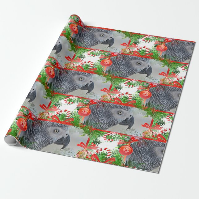 Kongo-Grau-Papagei-Weihnachten Geschenkpapier (Ungerollt)
