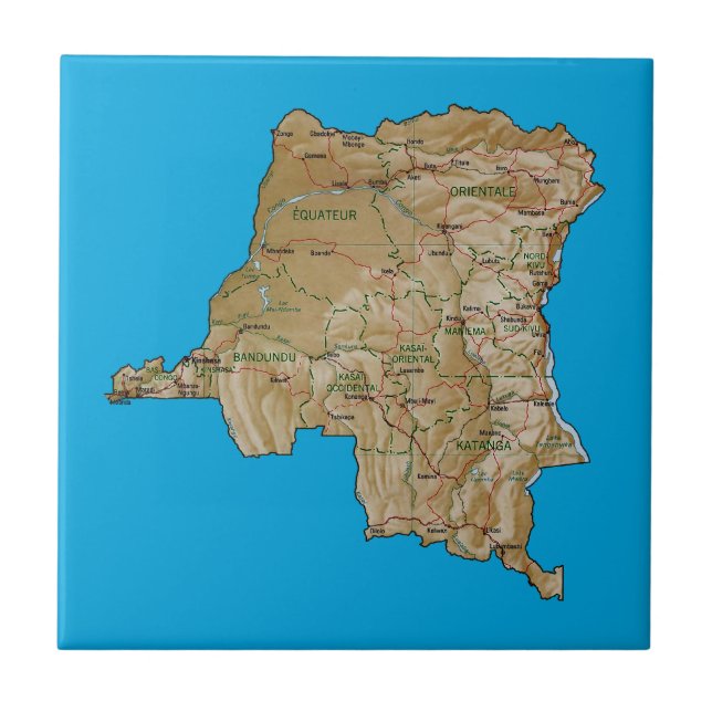 Kongo-Kinshasa Karten-Fliese Fliese (Vorderseite)