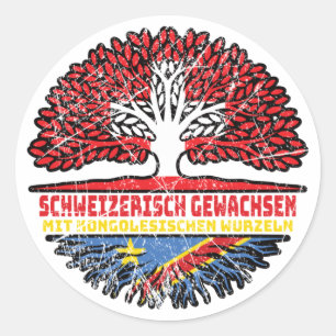 Kongo Kongolesisch Schweizer Schweiz Baum Wurzel Runder Aufkleber