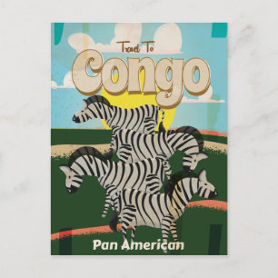Kongo Vintage-Reiseposter. Postkarte