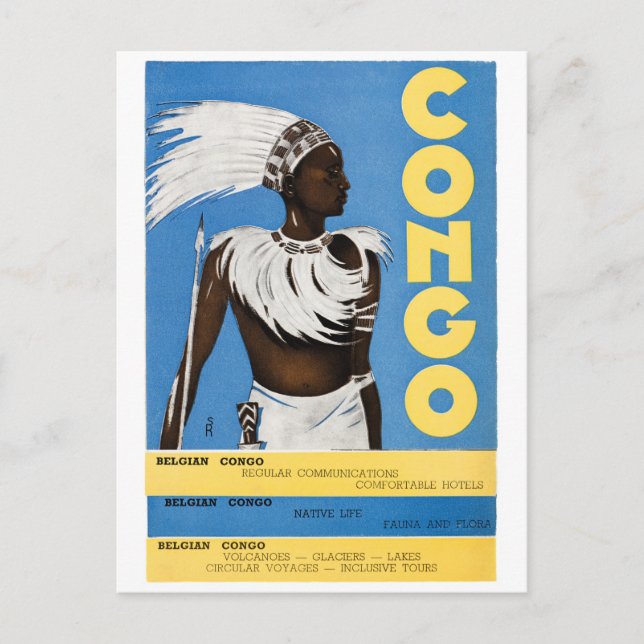 Kongo Vintage Travel Poster wiederhergestellt Postkarte (Vorderseite)