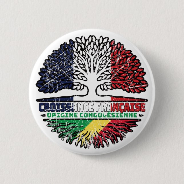 Kongolesische Fahne der französischen Bäume Button (Vorderseite)