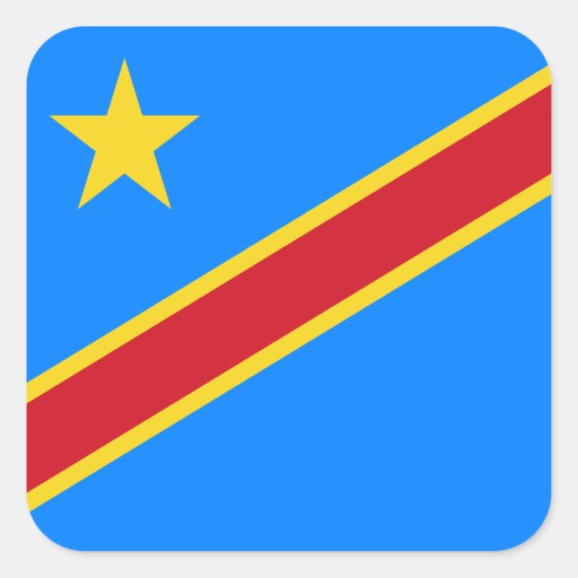 Kongolesische Flagge, Flagge der DR Kongo Quadratischer Aufkleber (Vorderseite)