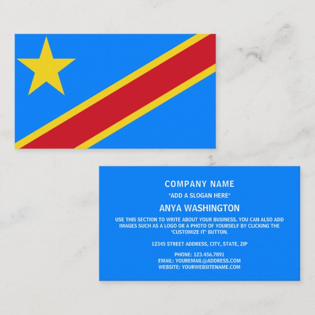 Kongolesische Flagge, Flagge der DR Kongo Visitenkarte (Vorne/Hinten)