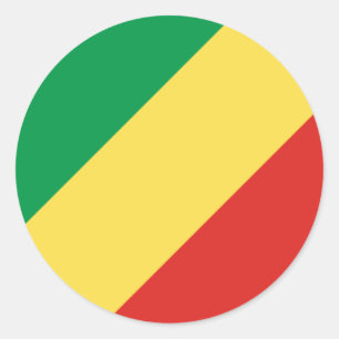 Kongolesische Flagge, Flagge der Republik Kongo Runder Aufkleber