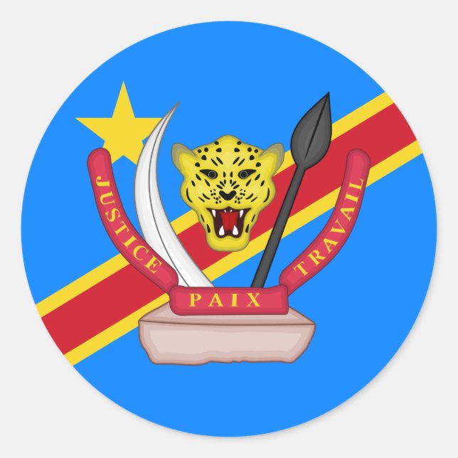 Kongolesische Flagge und Wappen, Flagge der DR Kon Runder Aufkleber (Vorderseite)
