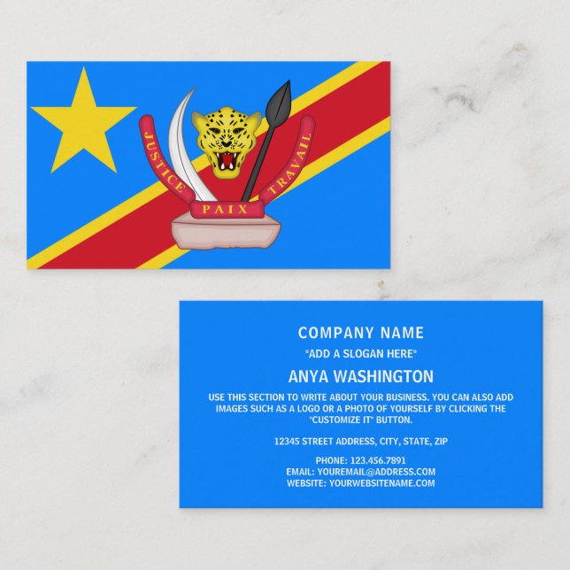 Kongolesische Flagge und Wappen, Flagge der DR Kon Visitenkarte (Vorne/Hinten)