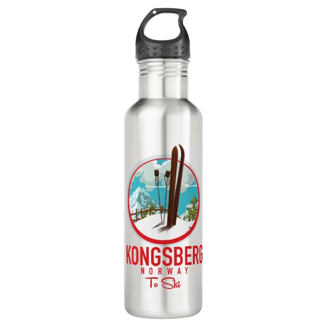 Kongsberg Norwegen Skiglogologo Edelstahlflasche (Vorderseite)