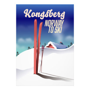 Kongsberg Norwegen Skireiseplakat. Fotodruck
