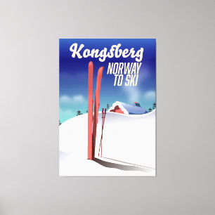 Kongsberg Norwegen Skireiseplakat. Leinwanddruck