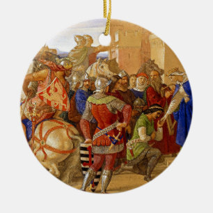 König Arthur und Ritter des Runden Tisches Keramik Ornament