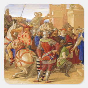 König Arthur und Ritter des Runden Tisches Quadratischer Aufkleber