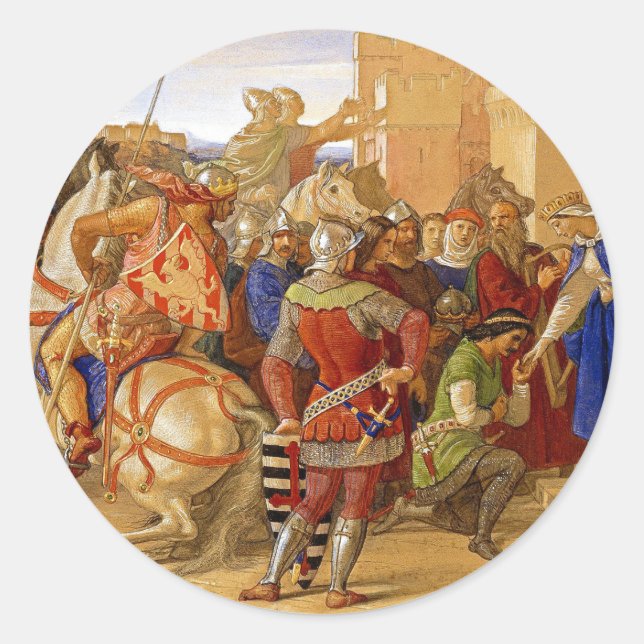 König Arthur und Ritter des Runden Tisches Runder Aufkleber (Vorderseite)