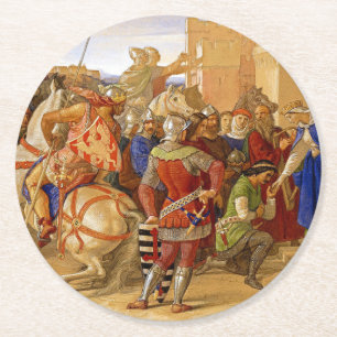 König Arthur und Ritter des Runden Tisches Runder Pappuntersetzer
