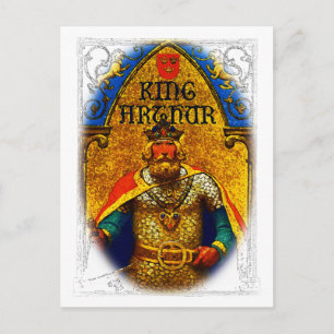 König Artus auf dem Thron Postkarte