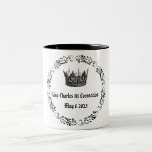 König Charles 111 Krönung Schwarz/Weiß Zweifarbige Tasse
