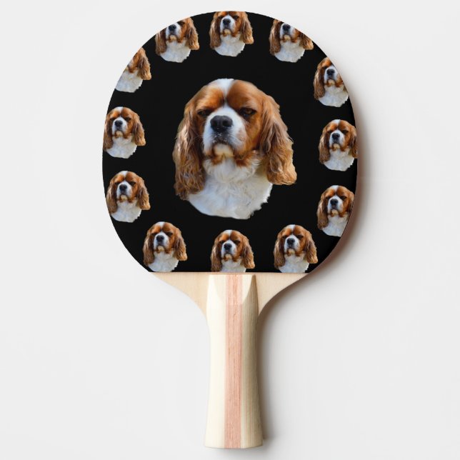 König Charles Cavalier Spaniel Hund Gesicht Muster Tischtennis Schläger (Vorderseite)