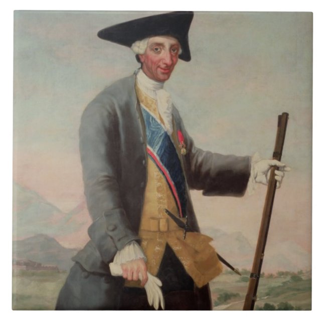 König Charles III (1716-88) als Jäger, 1786/88 Fliese (Vorderseite)
