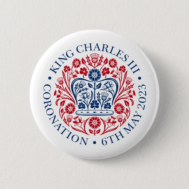 König Charles III Krönung offizielles Design Button (Vorderseite)
