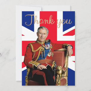 König Charles III mit britischer Flagge Dankeskarte