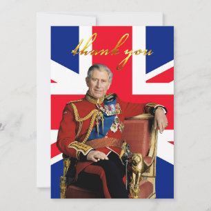 König Charles III mit britischer Flagge Dankeskarte