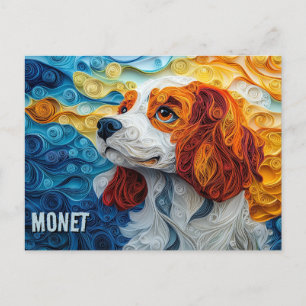 König Charles Papier-Quilling-Kunst-Hundeporträt Postkarte