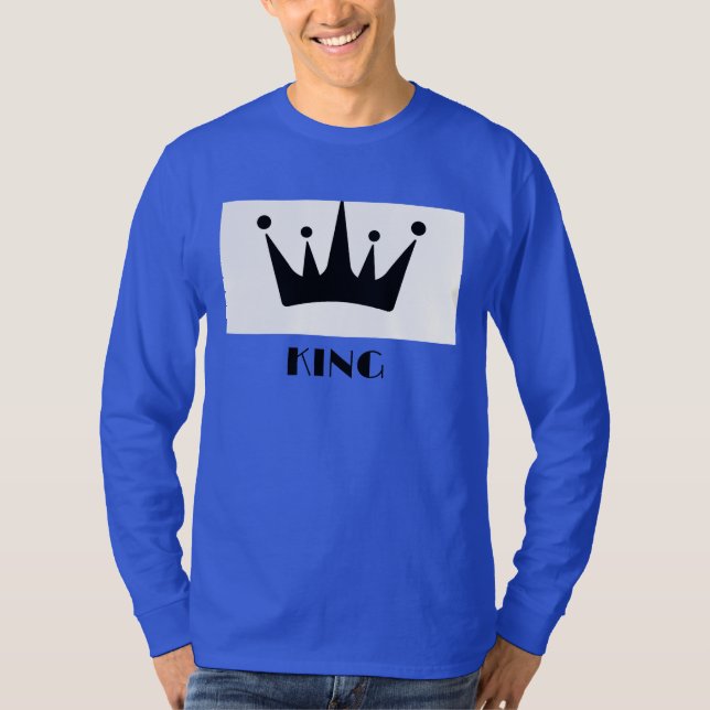König Custom Text Krone Bild Deep Royal Langarm T-Shirt (Vorderseite)