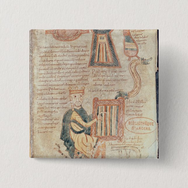 König David, der einen Psaltery von einem Psalter Button (Vorderseite)