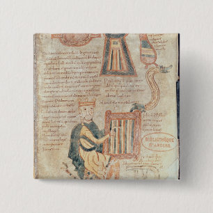 König David, der einen Psaltery von einem Psalter Button