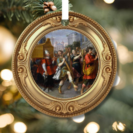 König David tanzt vor der Bundeslade, Biblischer J Ornament Aus Metall