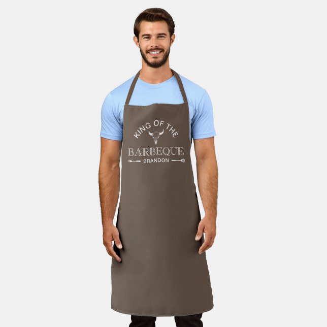 König der Barbeque | Vater Personalisierter Name Schürze (Getragen)