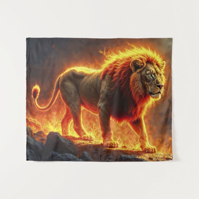 König der Bestien Löwe majestätisches Höllentier Wandteppich (Vorderseite (Horizontal))