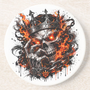 König der Dunkelheit Totenkopf-Kronen-Design Getränkeuntersetzer
