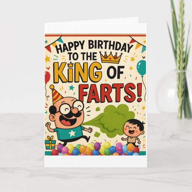 König der Furzen zum Geburtstag Karte (Vorderseite)