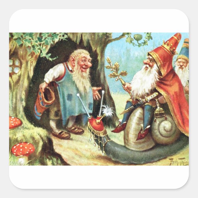 König der Gnome Quadratischer Aufkleber (Vorderseite)