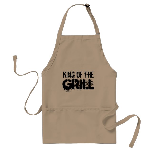 König der Grill | Beige GRILLEN-Party-Schürze für Schürze (Vorne)