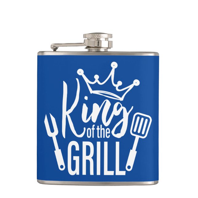 König der Grill-Typografie Flachmann (Vorderseite)