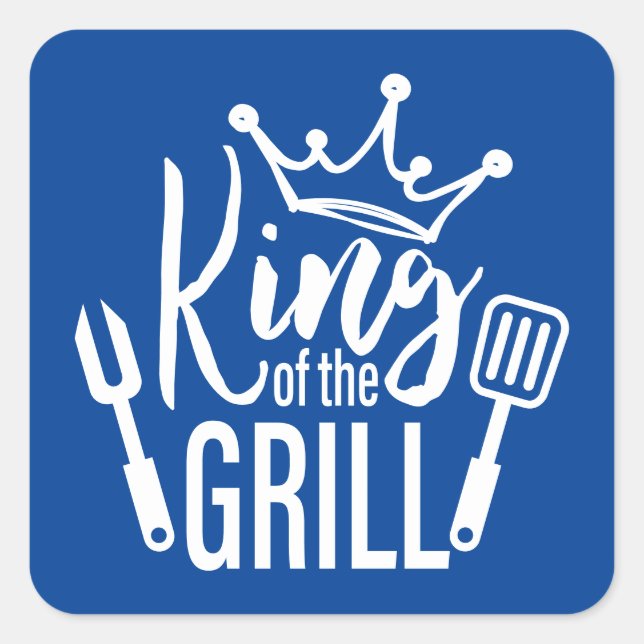 König der Grill-Typografie Quadratischer Aufkleber (Vorderseite)