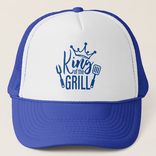 König der Grill-Typografie Truckerkappe (Vorderseite)