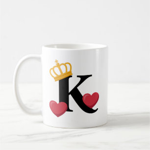 König der Herzen gekrönt K-Emblem Kaffeetasse