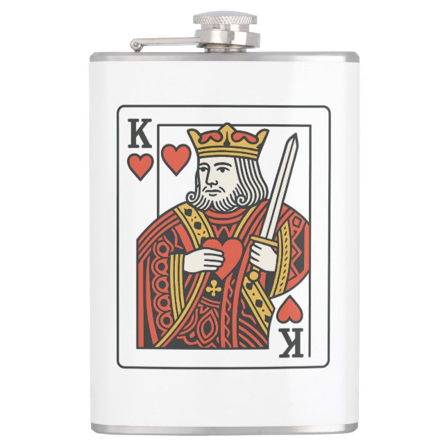 König der Herzen — Regal Red & Gold Flachmann (Vorderseite)