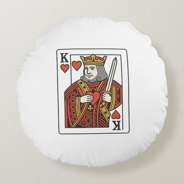 König der Herzen — Regal Red & Gold Rundes Kissen (Vorderseite)