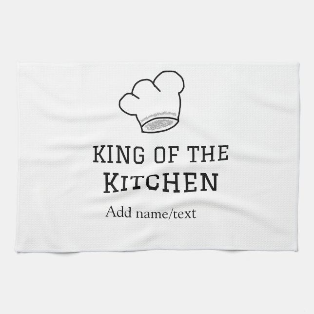 König der Küche Koch Kochen hinzufügen Namen Krone Geschirrtuch (Horizontal)