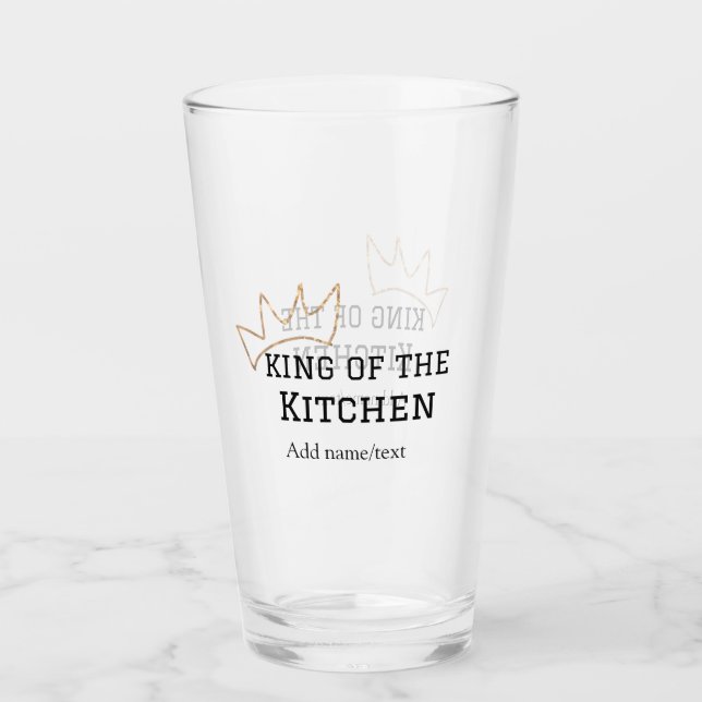 König der Küche Koch Kochen hinzufügen Namen Krone Glas (Vorderseite)