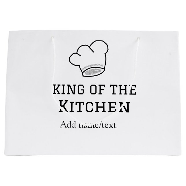 König der Küche Koch Kochen hinzufügen Namen Krone Große Geschenktüte (Vorderseite)