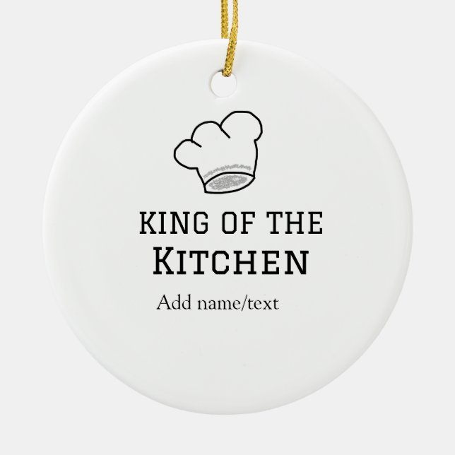 König der Küche Koch Kochen hinzufügen Namen Krone Keramik Ornament (Vorne)