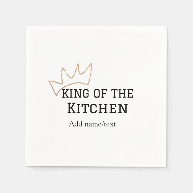 König der Küche Koch Kochen hinzufügen Namen Krone Serviette (Vorderseite)