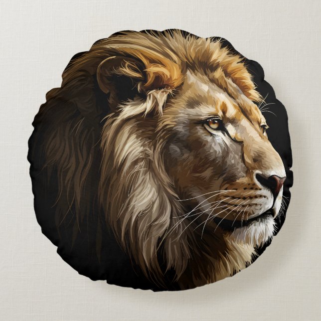 König der Savannah Glossy Rundes Kissen (Vorderseite)